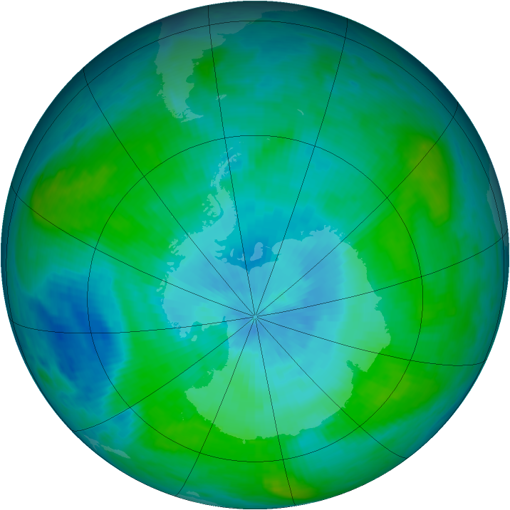 Antarctic ozone map for 23 February 1989